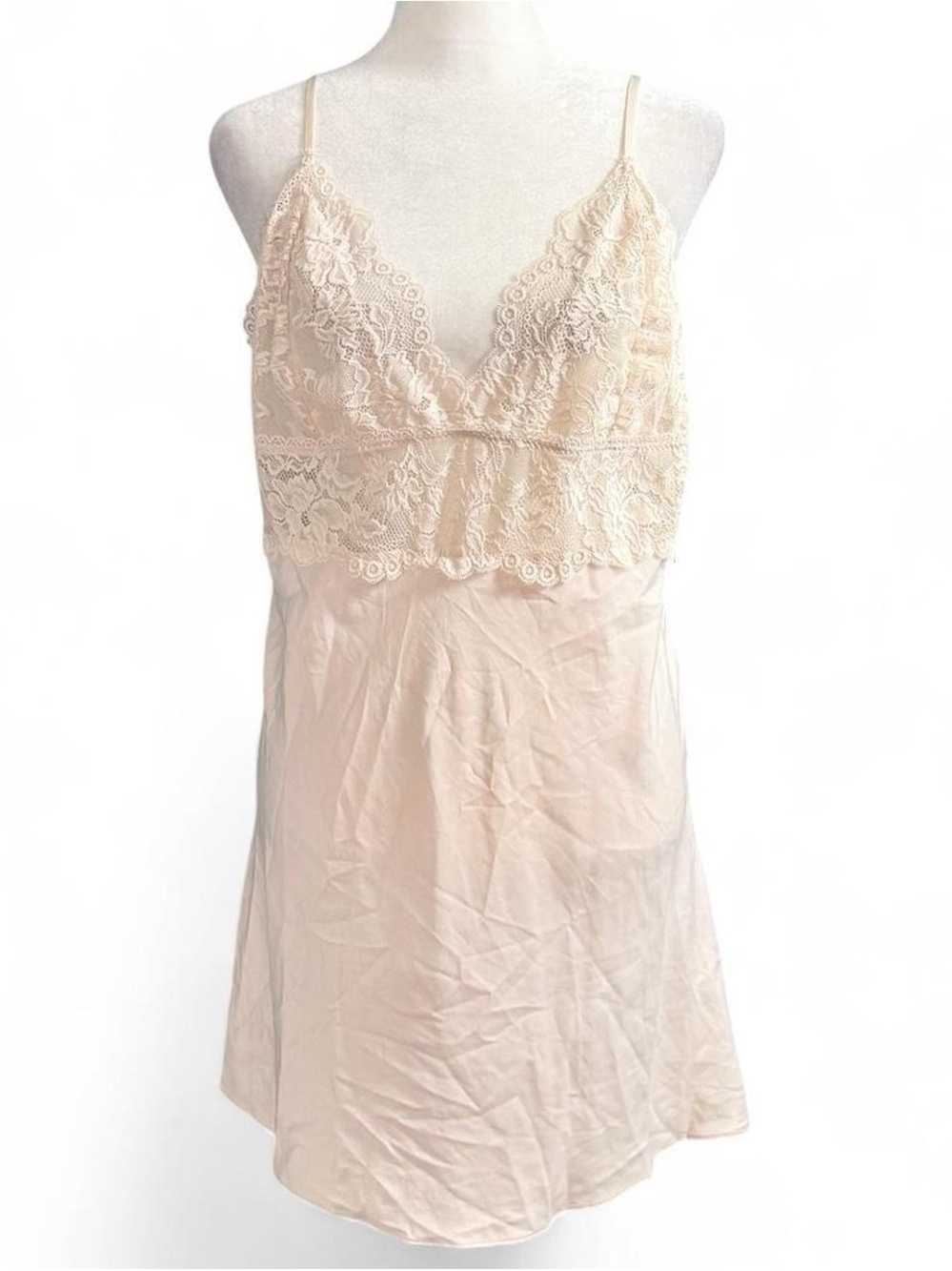 In Bloom by Jonquil Cream Satin Lace Slip Dress XL Romantic Lingerie
